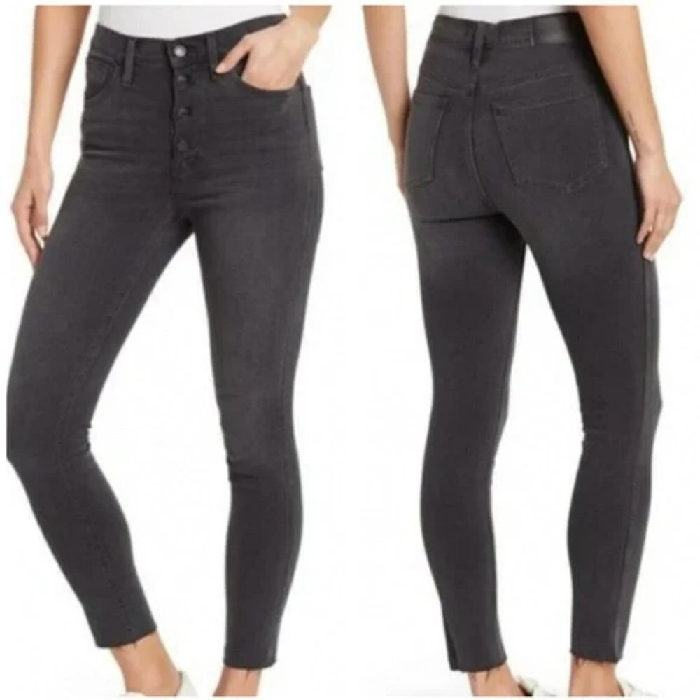 Madewell 10" High Rise Skinny Button Fly Raw Hem Jeans‎ in Mathias Wash